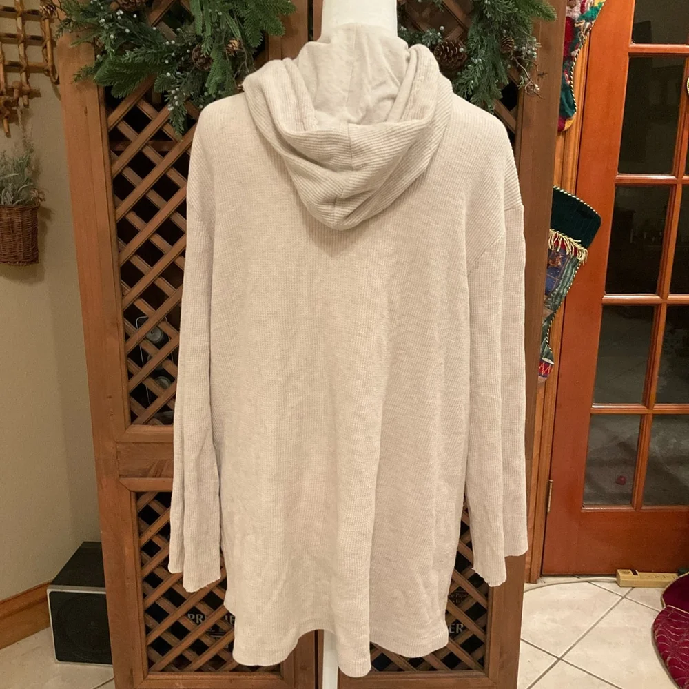 Aeropostale Beige Waffle Knit Thermal Hoodie Large Tunic